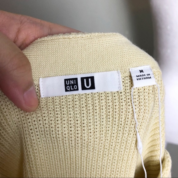 Uniqlo High Twisted Cotton Boat Neck Knit Sweater in 40 Cream Size Medium - Picture 10 of 11